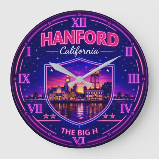 Hanford California Historic Downtown ラージ壁時計 (正面)