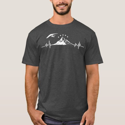 Hang Gliding Pilot Heartbeat Hang Glider EKG Tシャツ (正面)