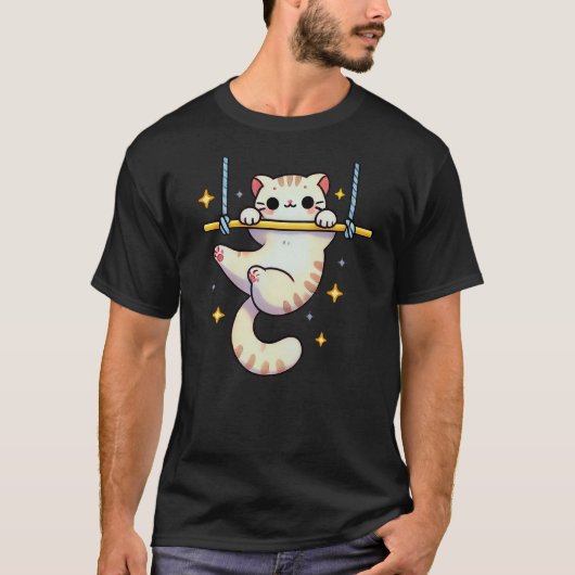 Hang In There Aerial Kitty Aerialist Cat Trapeze Tシャツ (正面)