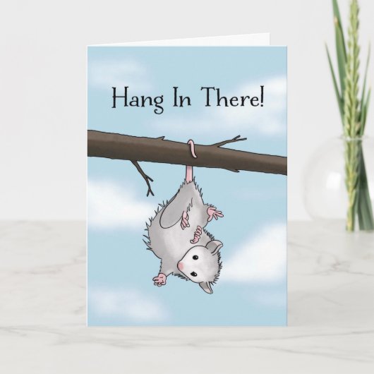 Hang In There Cute Opossum Encouragement カード (正面)
