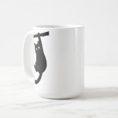 Hang in There Funny Black Cat Silhouett コーヒーマグカップ (正面左)