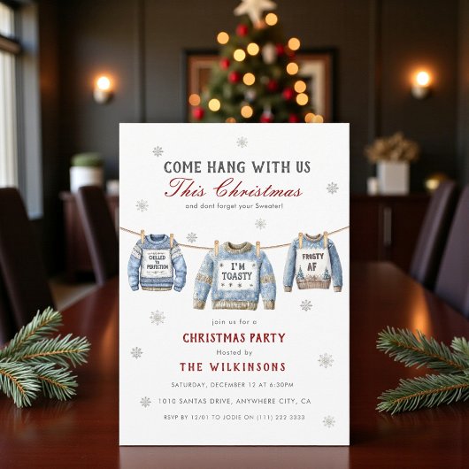 hang with us ugly christmas jumper party 招待状