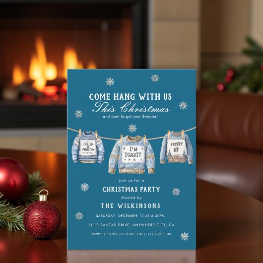 hang with us ugly christmas jumper party 招待状