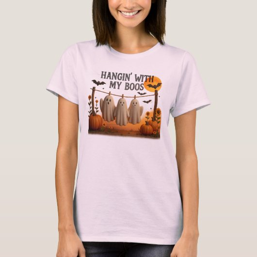 Hangin' With My Boos Funny Halloween Ghosts Tee Tシャツ (正面)