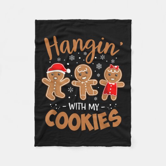 Hangin With My Cookies Gingerbread Women Christmas フリースブランケット (正面)