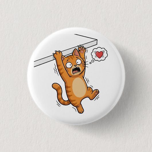 Hanging Cat Panic Button 缶バッジ (正面)