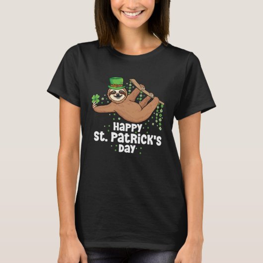 Hanging Cute Irish sloth shamrock st Patrick s day Tシャツ (正面)