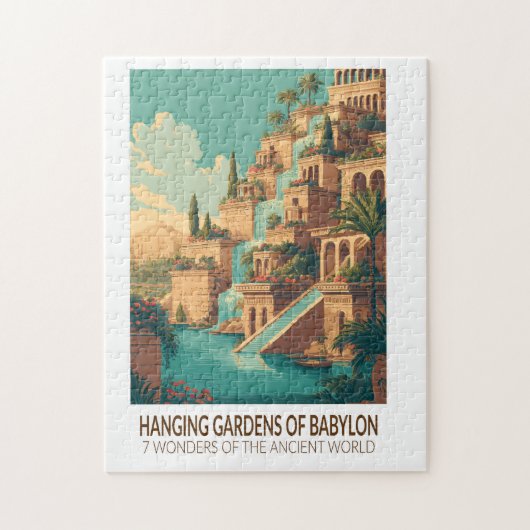Hanging Gardens of Babylon 7 Wonders of the World ジグソーパズル (縦)