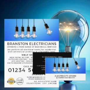 Hanging Lightbulbs, Electrician Advertising チラシ