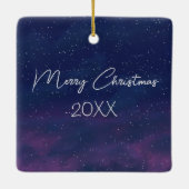 Hanging Moon Christmas Ornament On Pine Bough セラミックオーナメント (裏面)