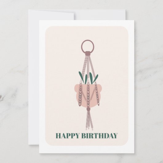Hanging Plant Macrame Birthday Card カード (正面)