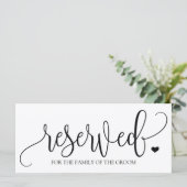 Hanging Reserved Sign | Rustic Calligraphy (ブラック) (スタンド正面)