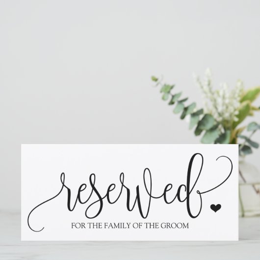 Hanging Reserved Sign | Rustic Calligraphy (ブラック) (スタンド正面)