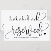 Hanging Reserved Sign | Rustic Calligraphy (ブラック) (正面/裏面)