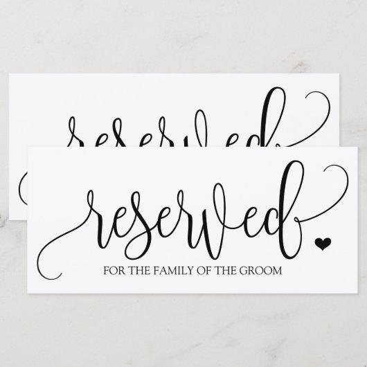 Hanging Reserved Sign | Rustic Calligraphy (ブラック) (正面/裏面)