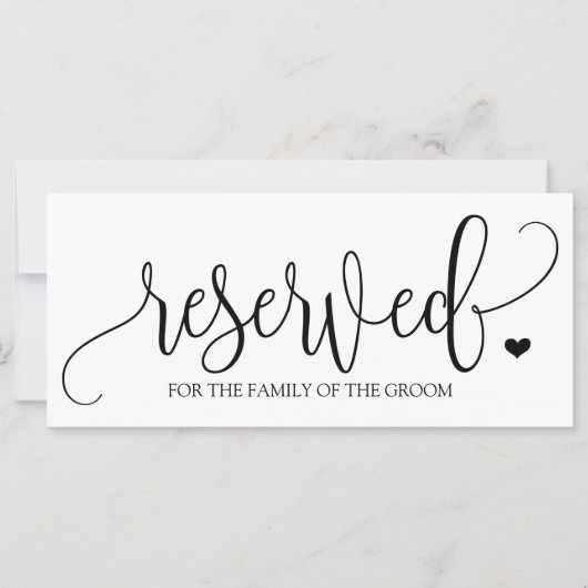 Hanging Reserved Sign | Rustic Calligraphy (ブラック) (正面)