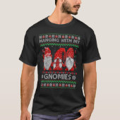 Hanging with Gnomies Plaid Red Ugly Christmas Swea Tシャツ (正面)