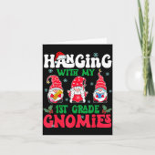 Hanging With My 1st Grade Gnome Christmas Funny Te カード (正面)