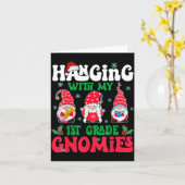 Hanging With My 1st Grade Gnome Christmas Funny Te カード (黄色い花)