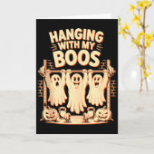 Hanging With My Boos Funny Halloween Ghost Workout カード (黄色い花)