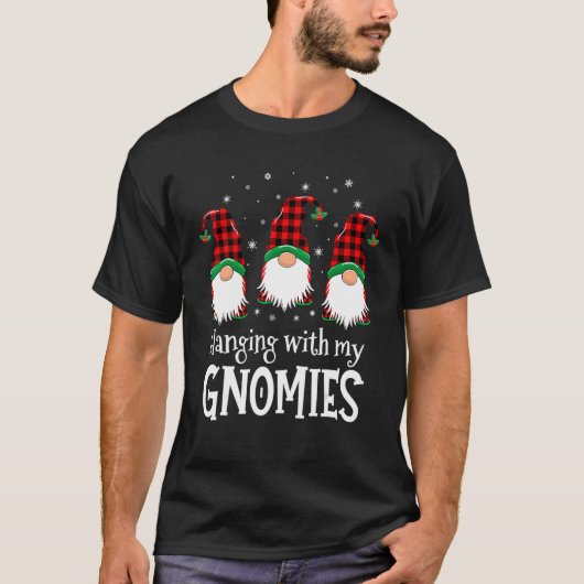 Hanging With My Gnomies Buffalo Plaid Christmas Pa Tシャツ (正面)