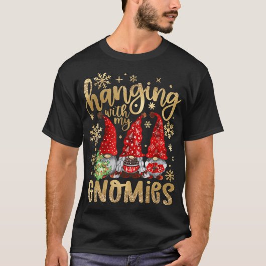 Hanging With My Gnomies Santa Cute Gnome Christmas Tシャツ (正面)