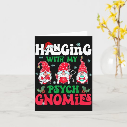Hanging With My Psych Gnomies Nurse Gnome Funny Ch カード (黄色い花)