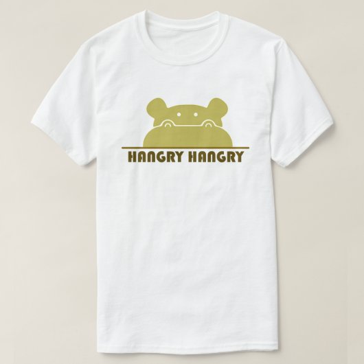 Hangryのおもしろいなカバの空腹なヴィンテージの軍隊は緑化します Tシャツ (デザイン正面)