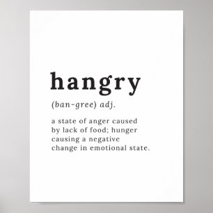 Hangry -怒っているか空腹な定義Miks台所芸術 ポスター