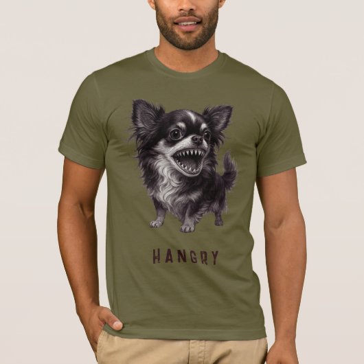 Hangry Chihuahua – アグレッシブおもしろいな怖怒怖い Tシャツ (正面)