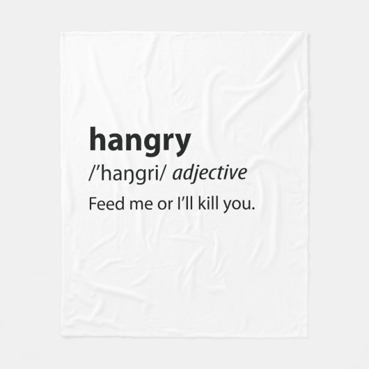 Hangry Funny Dictionary Definition フリースブランケット (正面)