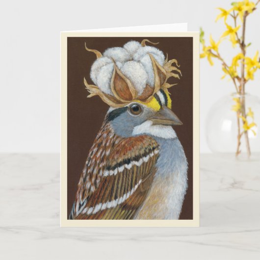 Hank the sparrow folded greeting card カード (黄色い花)