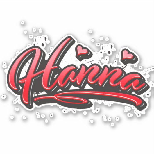 Hanna red Heart Graffiti Aufkleber Sticker シール (正面)