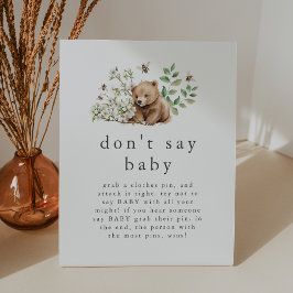 HANNAHウッドランド言わないベビーゲーム赤ちゃんシャワー 台座サイン