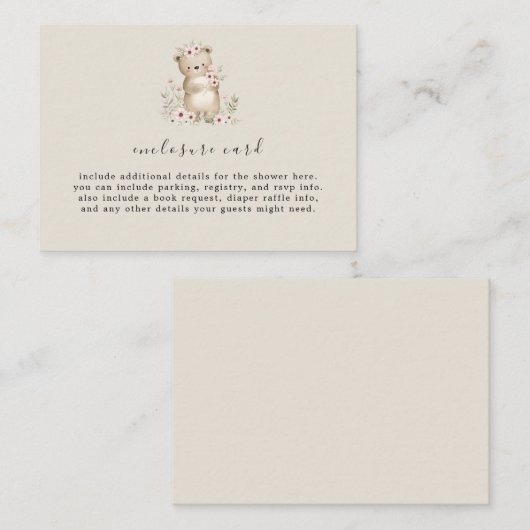 HANNAHウッドランド赤ちゃんシャワー囲いカード エンクロージャーカード (正面/裏面)