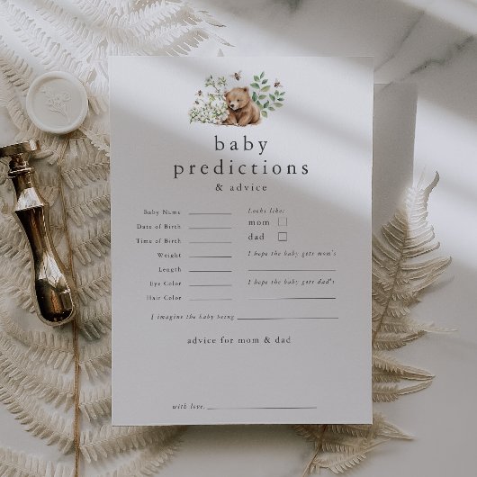 HANNAHクマベビー予測赤ちゃんシャワーゲームカード 招待状