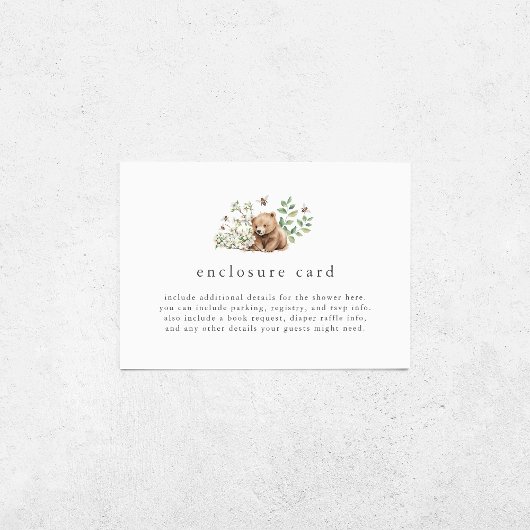 HANNAHクマ男女兼用ウッドランド赤ちゃんシャワー エンクロージャーカード