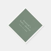 HANNAHセージグリーン素朴シンプルベイビーシャワー スタンダードカクテルナプキン (角)