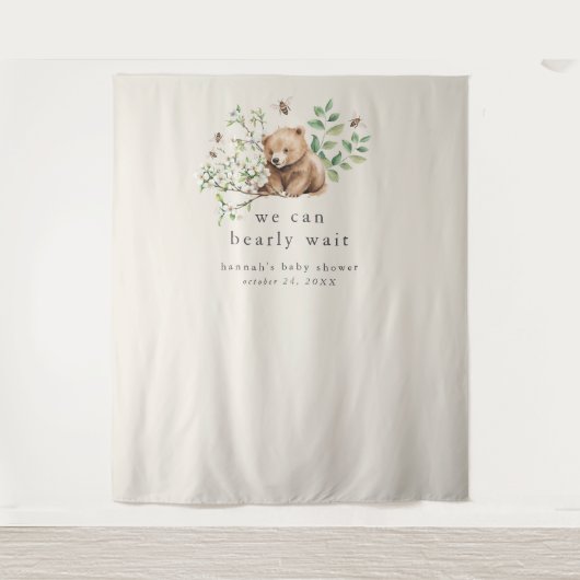 HANNAHヴィンテージ心待ち赤ちゃんシャワー背景 タペストリー (正面)