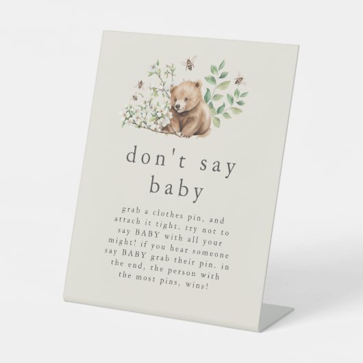 HANNAHヴィンテージ言わないベビーゲーム赤ちゃんシャワー 台座サイン (正面)