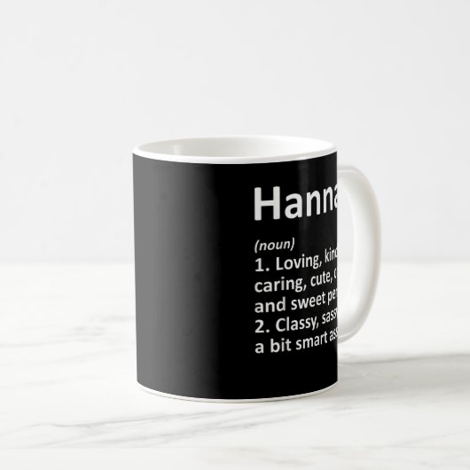 HANNAH定義名パーソナライズされた誕生日 コーヒーマグカップ (正面右)