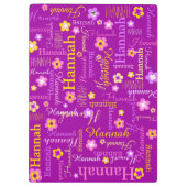 Hannah短い名前パープル文字フラワークリップボード クリップボード (裏面)