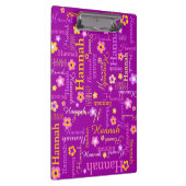 Hannah短い名前パープル文字フラワークリップボード クリップボード (右)