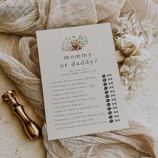 HANNAH Bear Guess Who Mommy Daddy Baby Shower Game 招待状