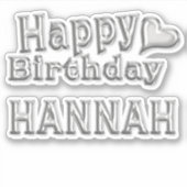 Hannah Happy Birthday silver Aufkleber Sticker シール (正面)