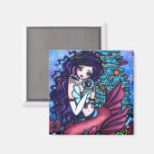 Hannah Lynnによるクリスマススノーマーメイドツリーアート マグネット (正面/裏面)