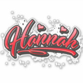 Hannah red Heart Graffiti Aufkleber Sticker シール (正面)