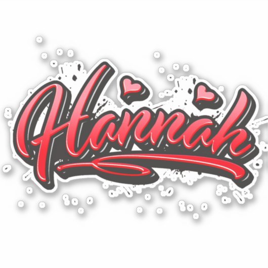 Hannah red Heart Graffiti Aufkleber Sticker シール (正面)