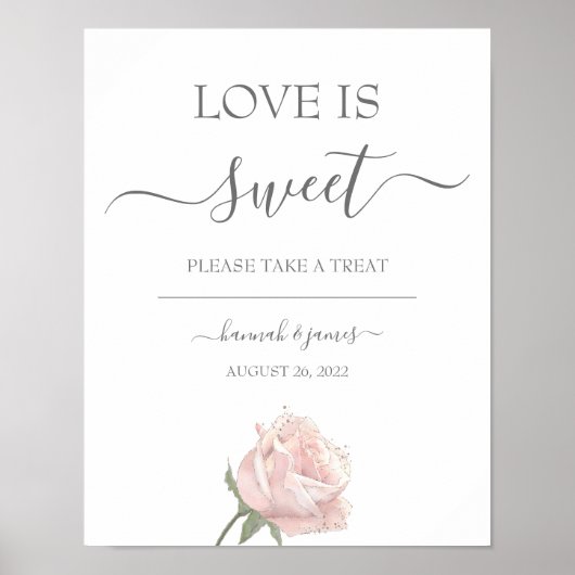 Hannah Rose Calligraphy Wedding Dessert Table Sign ポスター (正面)