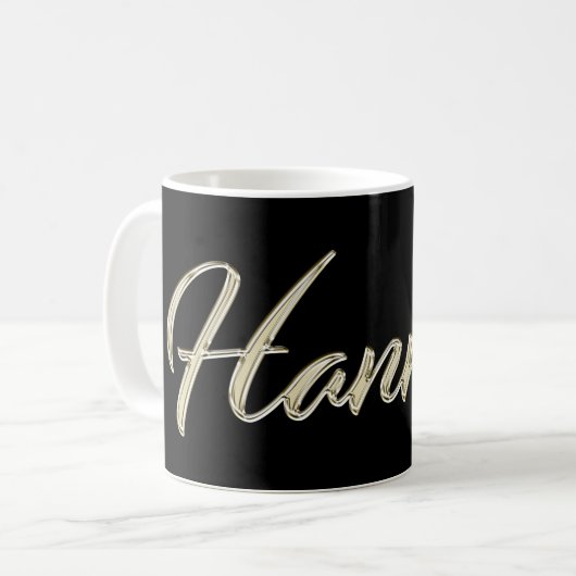 Hannah white gold Handwriting Tasse Kaffeetasse コーヒーマグカップ (正面左)